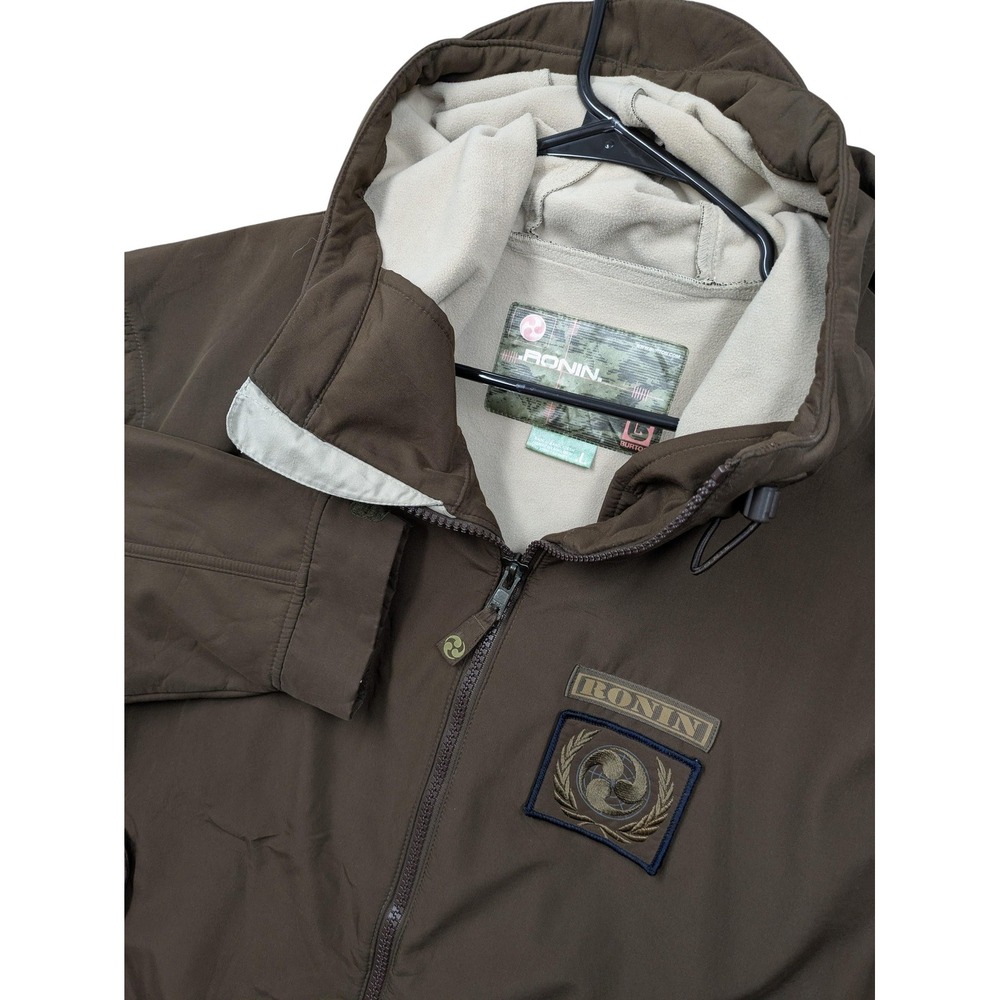 Burton Ronin Jacket Mens Large Brown Hooded Fleece Lined Softshell Skiing Winter